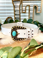 Load image into Gallery viewer, Boho White Leather Belt

