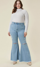 Load image into Gallery viewer, Plus Sky Distressed Bell Bottom Jeans
